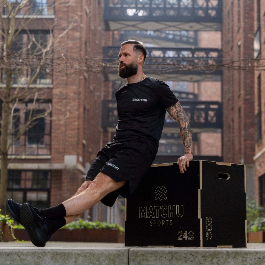 An athlete stepping off a MATCHU plyo box