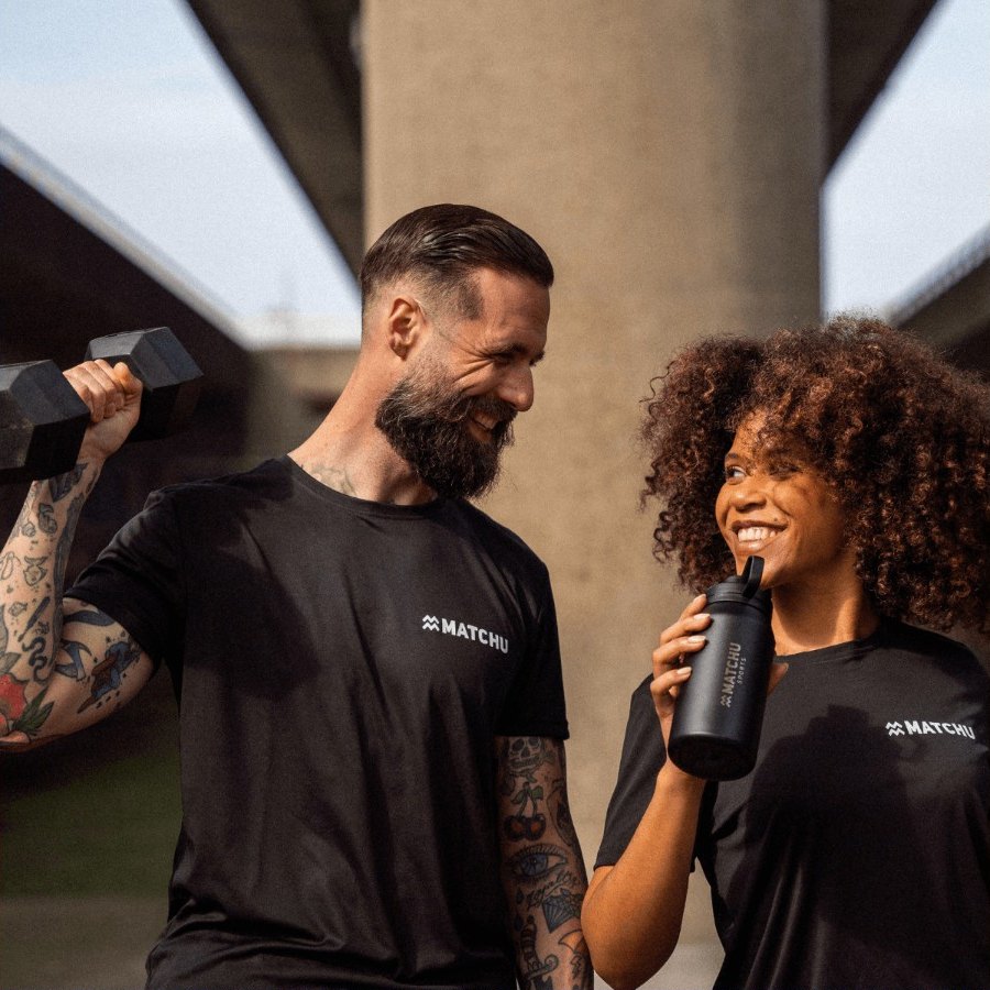 Two athletes in MATCHU shirts