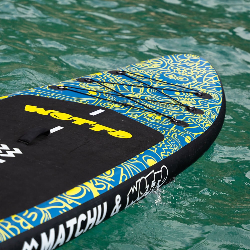 Close-up of the Wotto board on the water